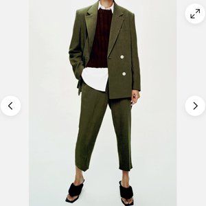 ZARA / RUSTIC DOUBLE-BREASTED BLAZER / PANTS SET KHAKI - XS/S